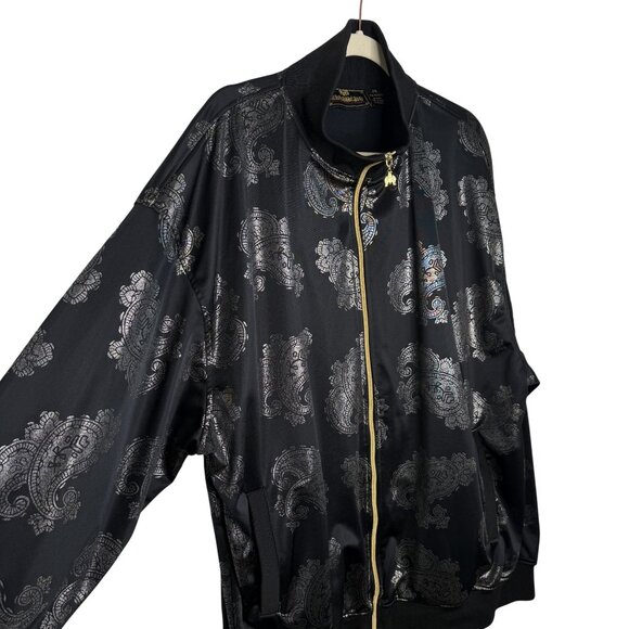 Ablanche Black & Silver Paisley Bomber Jacket, 2XL - Picture 3 of 8